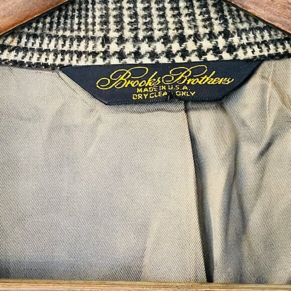 Vintage 90's Brooks Brothers USA Made Ivy Style Glen Plaid Blazer Camel Hair 42R - Picture 5 of 13